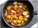 Poêlée de Pommes de terre, Poivron rouge, Fenouil, au Chorizo et Curcuma