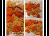 Escalope de porc mariné, Korean Ramen, nouille chinoise et sauté de carottes au thermomix ou sans