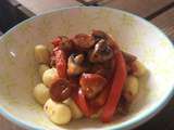 Gnocchis sauce poivrons,champignons et chorizo