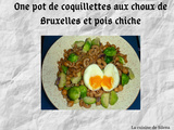 One pot de coquillettes aux choux de Bruxelles et pois chiche (Bataille food#96)