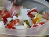 Salade endive-tomate-jambon serano-parmesan