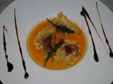 Velouté de Potiron et ravioles au foie gras