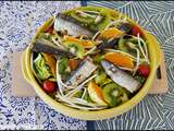 Salade sucrines & sardines, orange et kiwi [#summerfood #salade #sardines #pharedeckmuhl #defisardine]