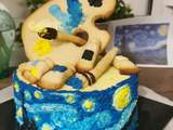 Gâteau  La nuit étoilée  de Van Gogh Citron Chocolat blanc