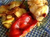 Lotte au chorizo, poivron confit et pommes de terre sautées