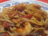 (Portugal) Spaghettis au Porto, Palourdes et Crevettes