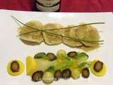 Ravioles de truite au foie gras et ses petits légumes glacés