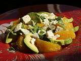 Salade orange/avocat/basilic/mozza pour une entrée vitaminée