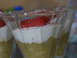 Verrine rhubarbe , fraise et crème anglaise