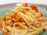 Spaghettis tomates, thon et brandade
