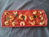 Tomates cuites et crevettes marinées