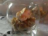 Verrine crevettes, artichaud, coriandre