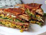 Club sandwich bacon et oeufs brouillés, une recette vegan hyper gourmande