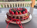 Entremet Fraises, Framboises et insert myrtilles