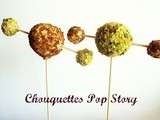 Chouquettes pop story : chocolat blanc, pistaches et praliné aux noisettes