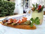 Yaourt d'artichaut au txangurro de crabe, tartine croustillante aux girolles et lichettes de jambon Ibaïona par Edgar Duhr