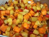 Patates douces et pommes de terre rôties au four