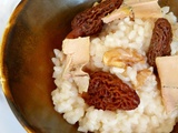 Risotto aux morilles, copeaux de foie gras et noix