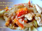 Salade vitaminée : fenouil, riz complet, orange sanguine, poulet et saumon fumé, vinaigrette au fruit de la passion