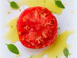 Tomate coeur de boeuf à l'huile d'olive vanillée et citron vert