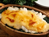 Merlu aux épinards fondants, gratiné sauce Mornay