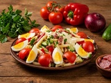Salade de macaroni milanaise au salami et emmenthal