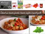 Menu express : Taboulé aux tomates fraîches, tomates confites et poulet grillé