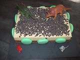 Dessert: Mousse au spéculos sur pailletée feuilletine Anniversaire Dinosaure