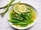 Spring Vegetable Soup w/ Rustic Pesto & Kamut Farfalle