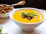 Sweet Potato, Turmeric & Coconut Soup with Chickpea Croutons