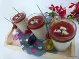 Panna cotta au roquefort, miroir groseilles-poivron rouge