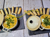 Œuf cocotte aux crevettes et fondue de poireaux