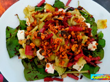 Salade de pousses d’épinards aux ravioles grillées - la popote et la boulange de Nanard