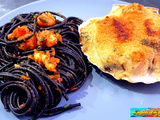 Spaghettis à l'encre de seiche aux crevettes - la popote et la boulange de Nanard