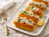 Guédilles aux crevettes nordiques ou au crabe des neiges ou au homard, ananas rôti, mélange boréal Micmac d’Épices du Guerrier