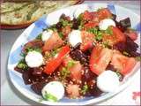 Salade de Betteraves/Tomates/Mozzarella aux graines de sésame et à la coriandre