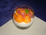 Panna cotta de mozzarella au basilic et ses billes de melon et jambon cru