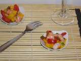 Salade composée ou Cuillères de crevette à la mangue et tomates cerises