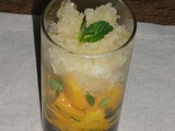 Verrine de mangues à la menthe et son granité de champagne