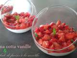 Panna cotta vanille et salade de fraises à la menthe