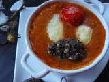 Soupe Aux Tomates Grappe Mozzarella et Sa Quenelle de Tapenade