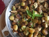 Poêlée aux champignons, pommes de terre et poulet