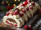 Découvrez la Magie de Noël avec notre Recette Facile et Délicieusement Gourmande de Bûche aux Fraises et Framboises