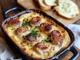 Découvrez la Recette Délicieuse et Facile du Gratin Franc-Comtois à la Saucisse de Morteau et Cancoillotte