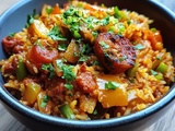 Délectable Riz au Chorizo et Tomates Épicées en 40 min