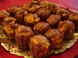 Muffins à la farine de châtaignes, mimolette, lardons et raisins