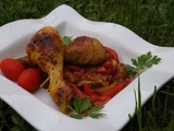 Pilons de poulet savoureux aux poivrons confits et curry
