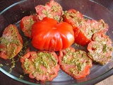 Tomates « coeur de boeuf » grillées au pesto