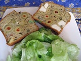 Cake à la ratatouille; olives farcies aux poivrons et fèta