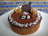Gâteau d'anniversaire crème caramel-passion, crèmes vanille chocolat